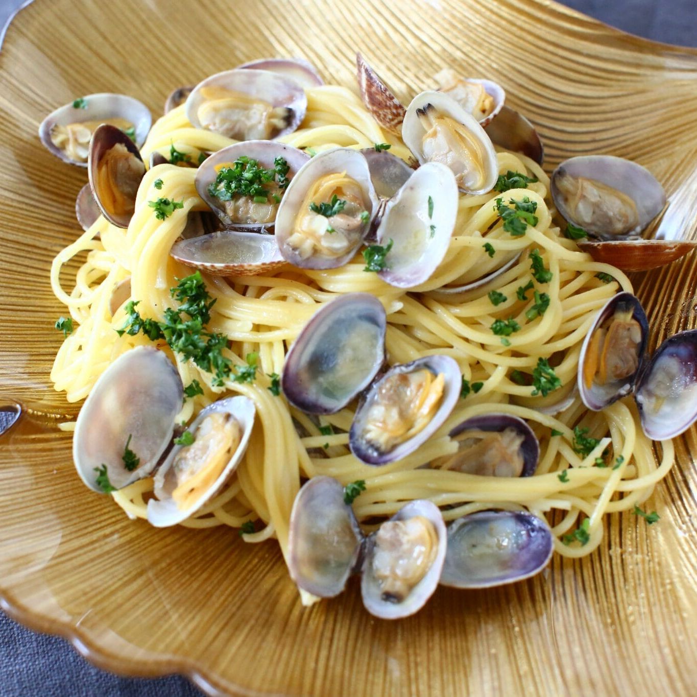 Gien フィレブルー　パスタ皿（約22cm）ボンゴレビアンコに如何　2枚セット あさりパスタ（ボンゴレ・ビアンコ）｜シンプルだから美味しい！本場