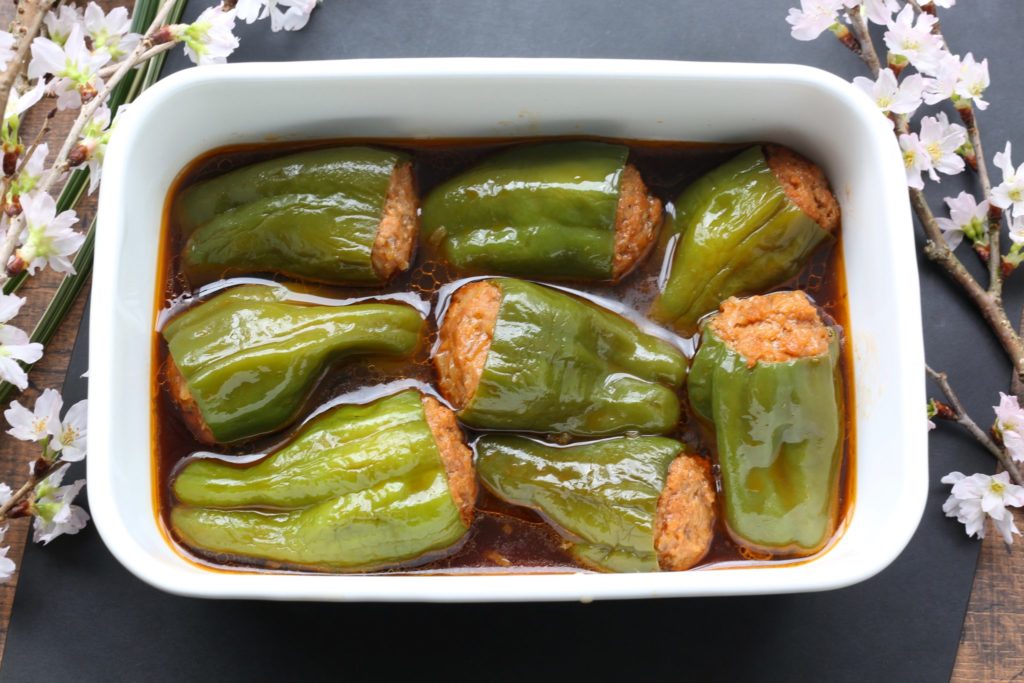 カニとベーコンのピーマン肉詰めのレシピ