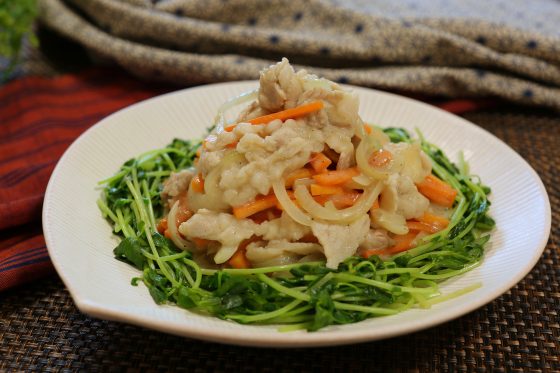 豆苗と豚肉のあんかけのレシピ。柳澤英子さんのおすすめ。