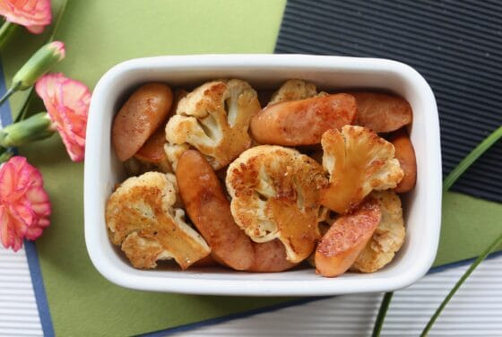 カリフラワーとウインナーのバター醤油炒めを作り置きする