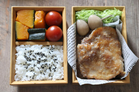 うずらの卵と生姜焼きのお弁当