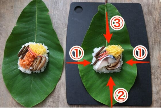 朴葉寿司の包み方