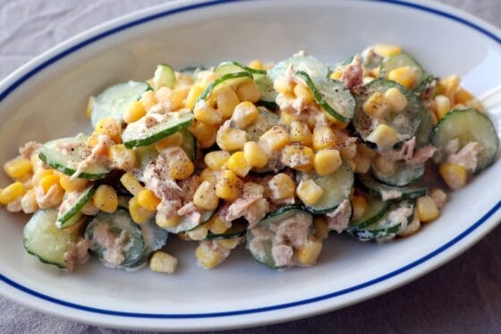 コーンサラダのレシピ｜きゅうりとツナで作りやすい定番副菜
