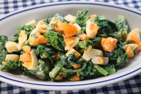 菜の花サラダの作り方｜ほろ苦さが美味しい菜の花と卵の簡単サラダ