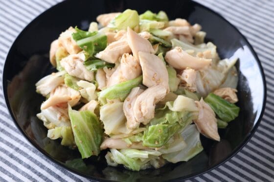 ささみとキャベツのレンジ蒸し。ポン酢でさっぱり！簡単おかず
