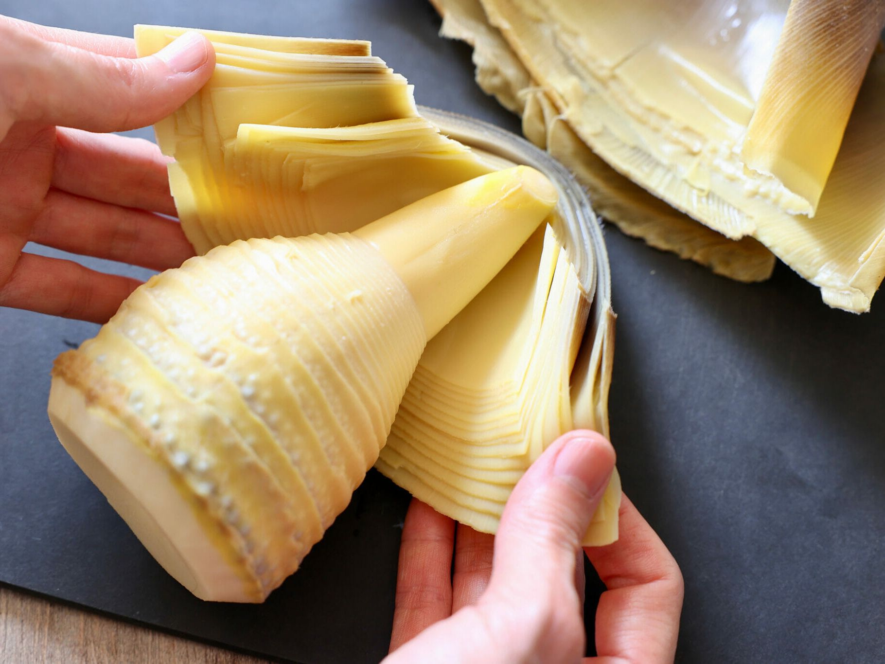 たけのこの皮の剥き方 どこまでむくかも解説 茹で筍 生筍の皮むき やまでら くみこ のレシピ