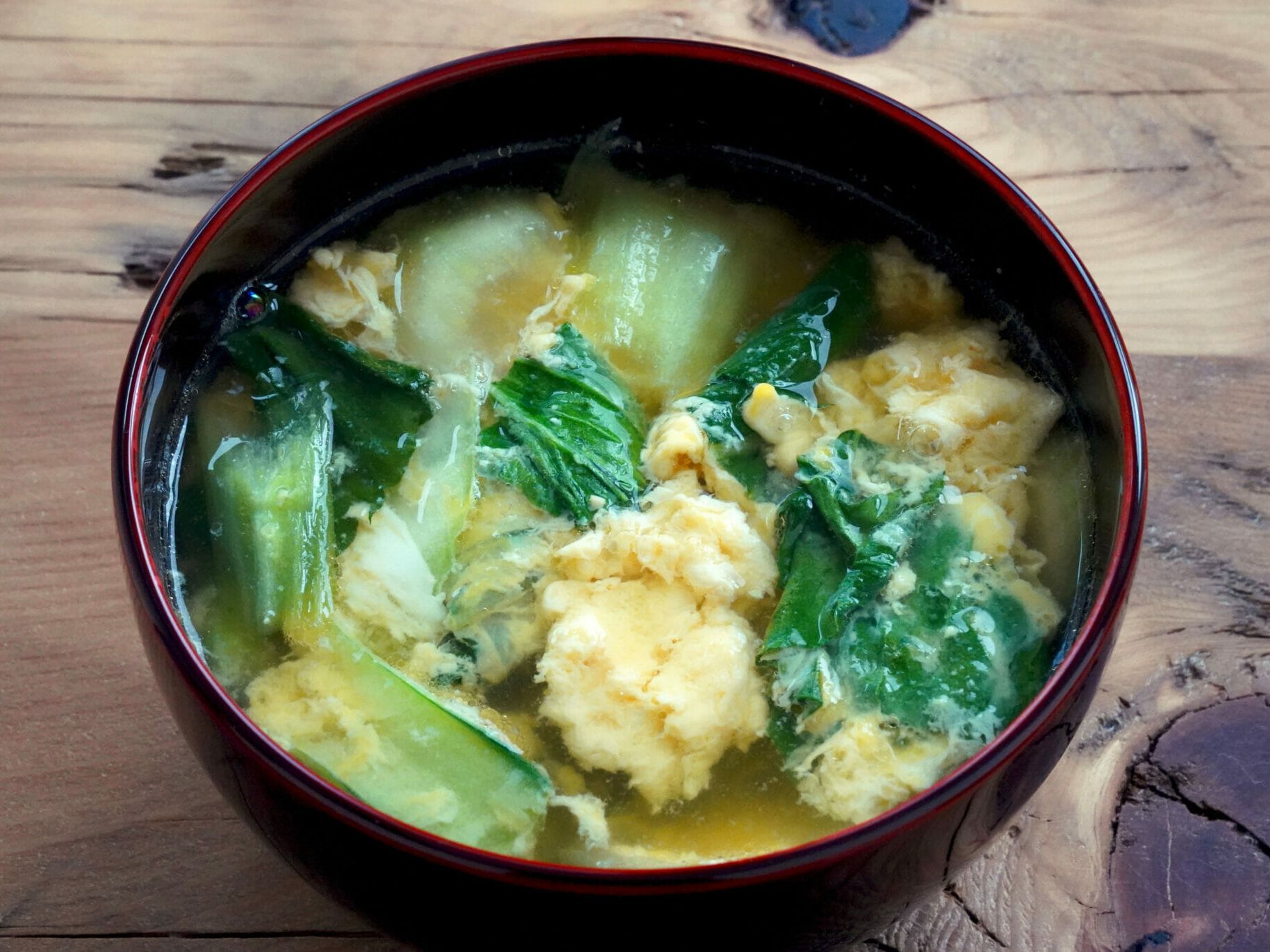 チンゲン菜の味噌汁レシピ 青梗菜と卵は人気のコンビ ごま油でコク旨 やまでら くみこ のレシピ